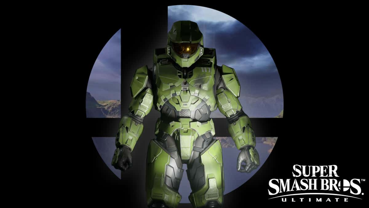 Masterchief sur le logo de Super Smash Bros Ultimate