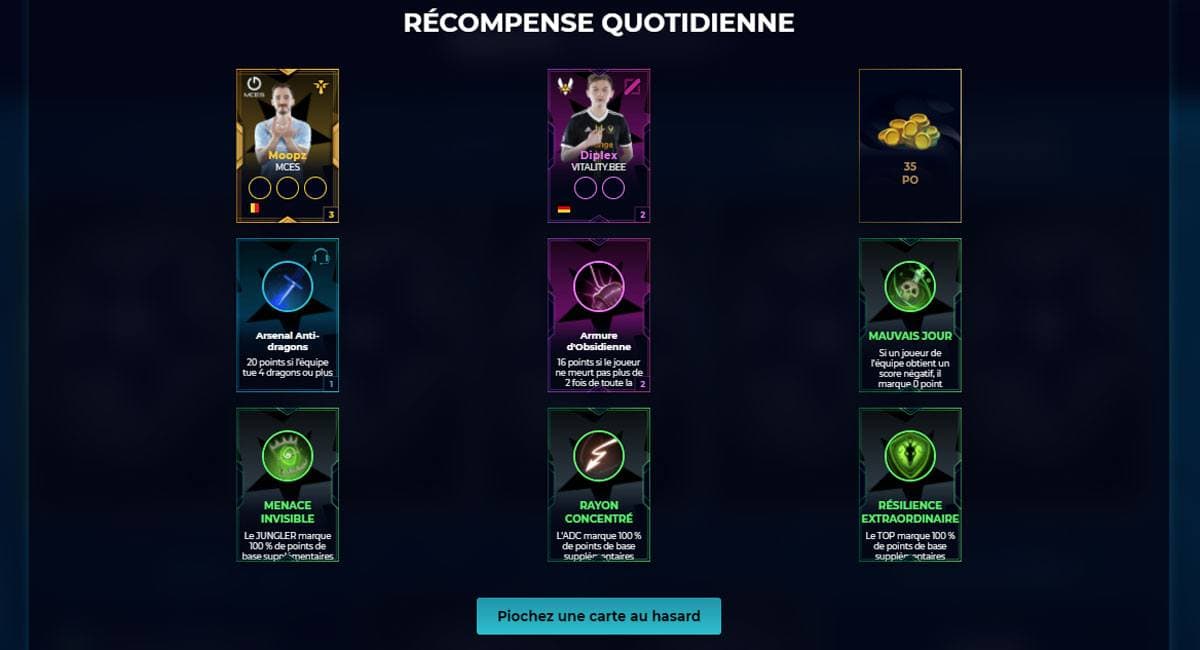 Récompenses quotidiennes de la Super Fantasy LFL