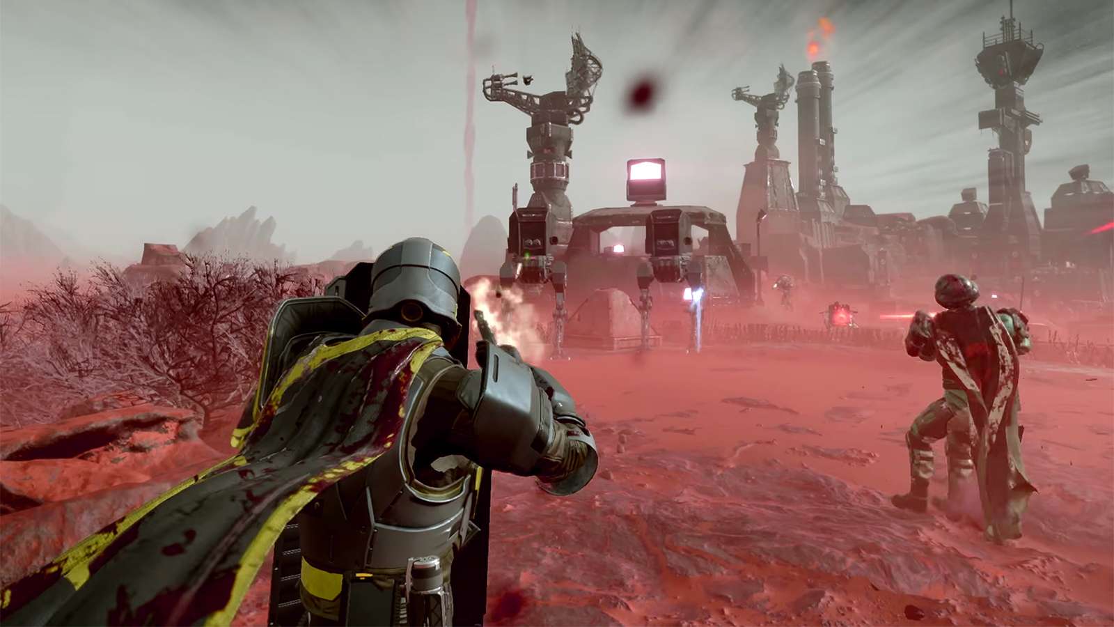 Helldivers qui se battent contre des Automatons dans Helldivers 2