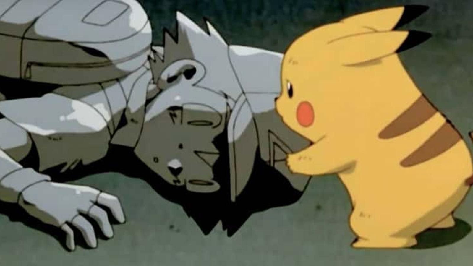 Sacha transformé en pierre dans le film Pokémon