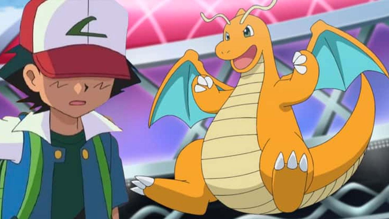 Sacha et Dracolosse dans la série Pokémon