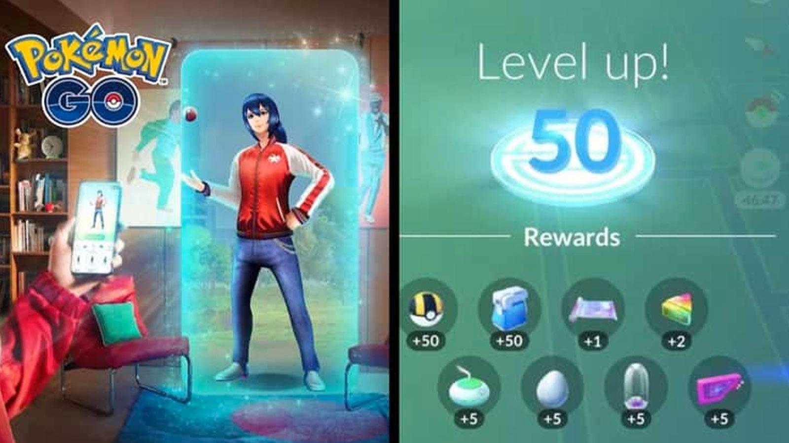 Un avatar de Pokémon Go et le niveau 50