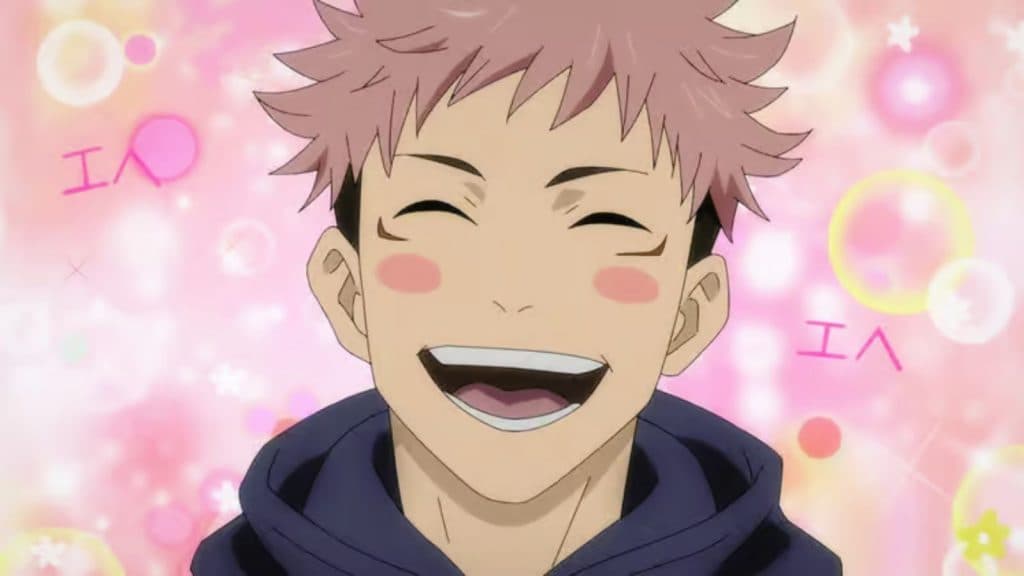 yuji souriant dans l'anime jujutsu kaisen