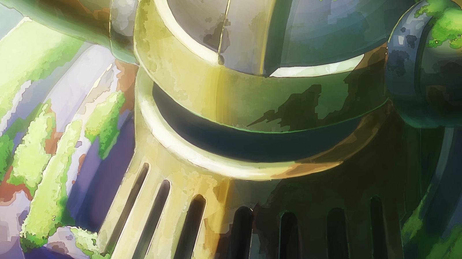 gros plan sur le géant d'acier endormi dans l'anime one piece