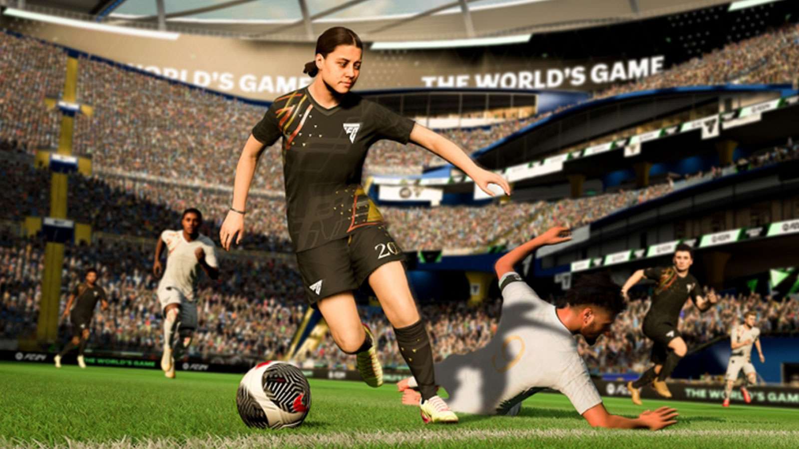 Sam Kerr qui dribble un joueur dans EA FC 24