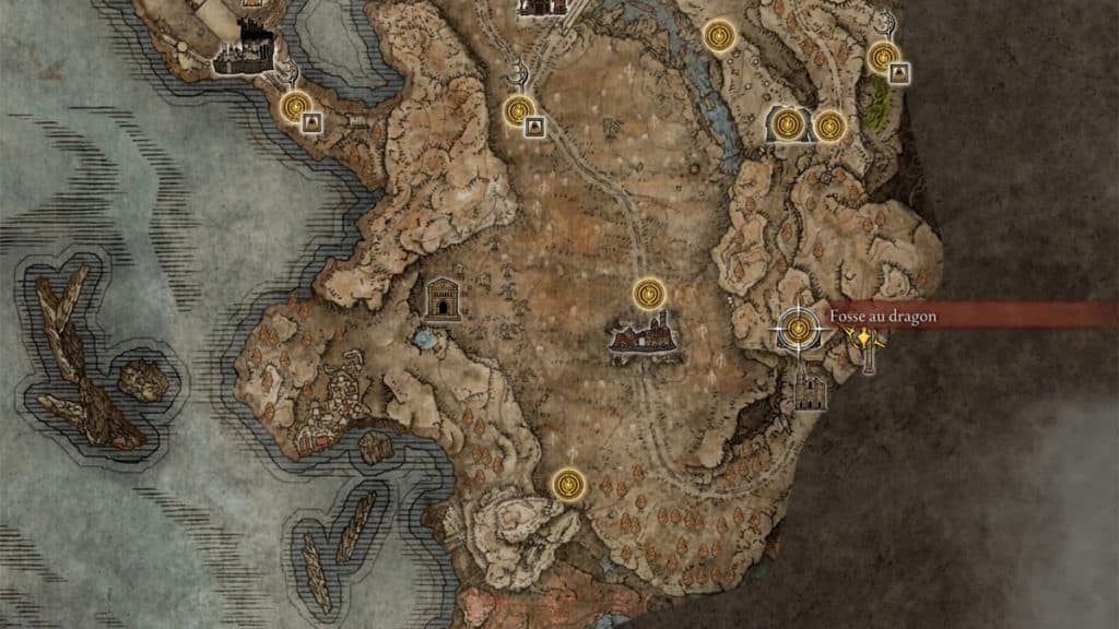 Fosse aux Dragons sur la carte du DLC Elden Ring Shadow of the Erdtree