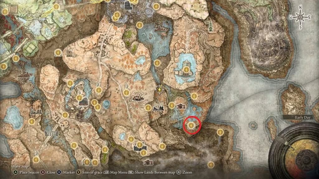 Emplacement sur la carte de boss Jori Inquisiteur en Chef Shadow of the Erdtree Elden Ring