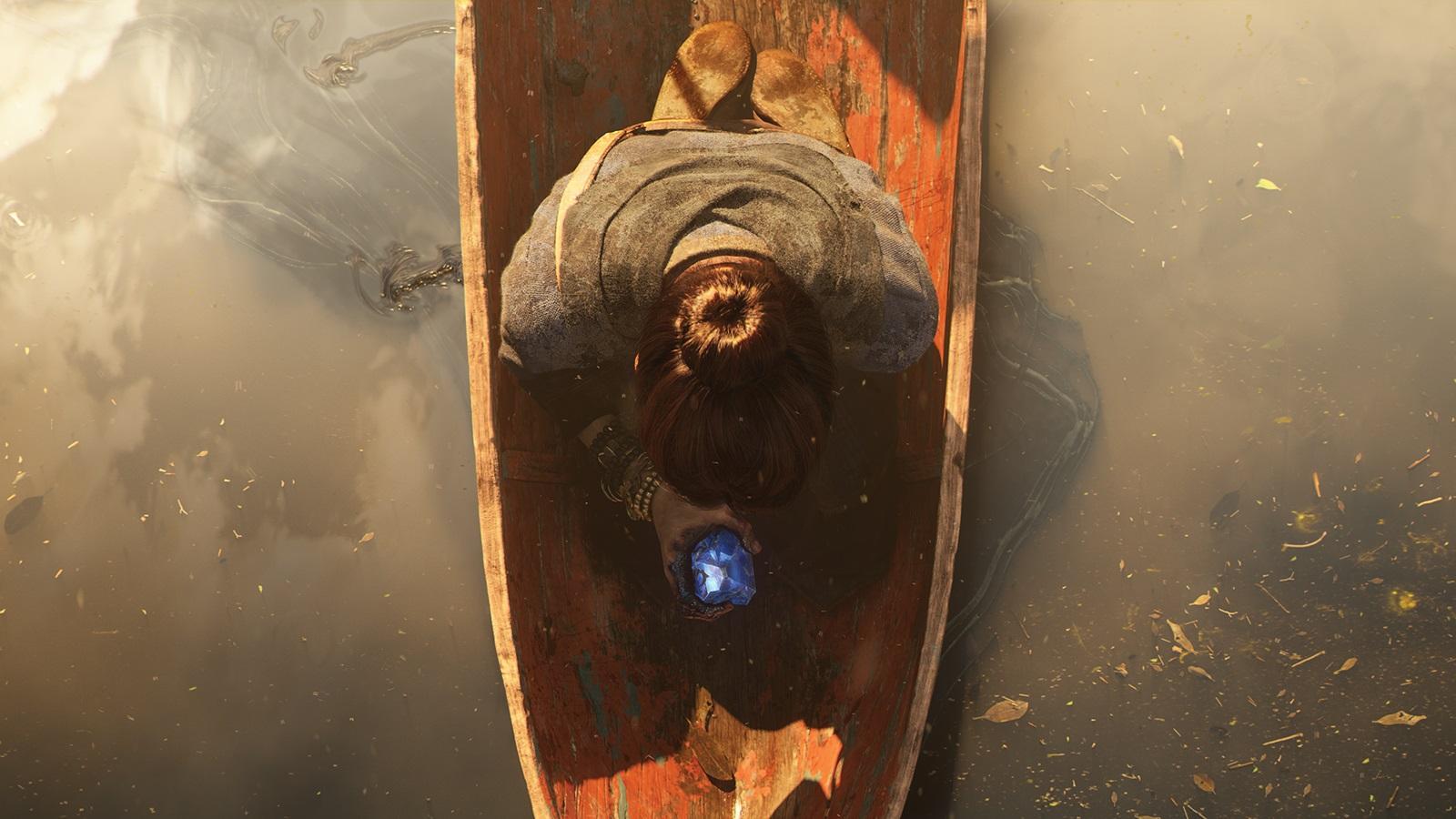 Femme sur une barque vue de haut dans Diablo 4 Vessel of Hatred