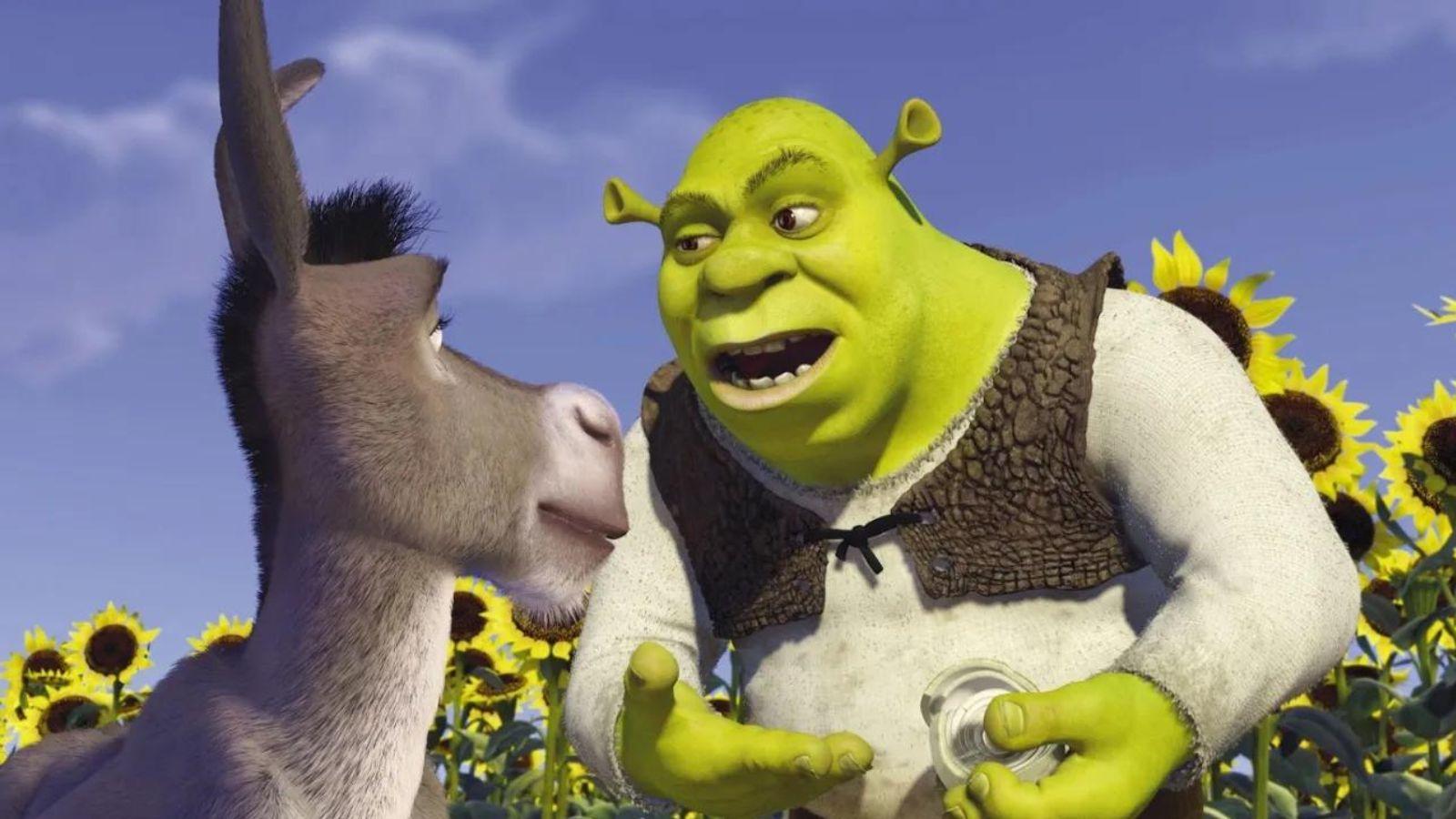 Shrek et l'Âne dans le premier film Shrek (2001)