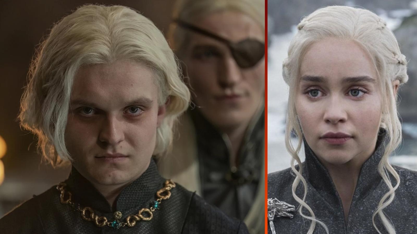 aegon targaryen et daenerys targaryen dans les séries house of the dragon et game of thrones