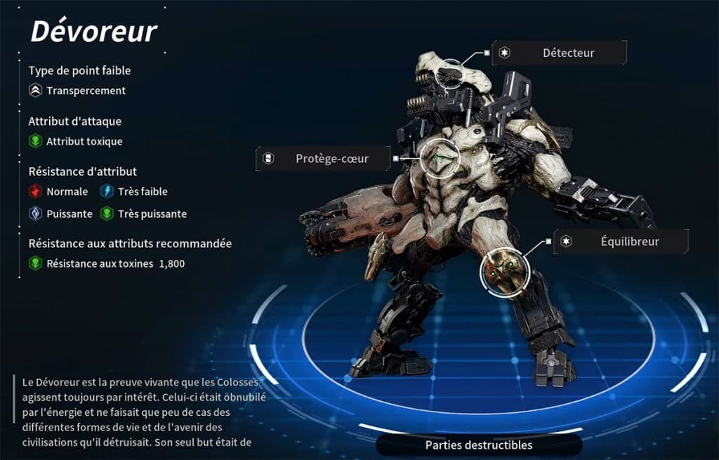 Détails du Dévoreur dans The First Descendant