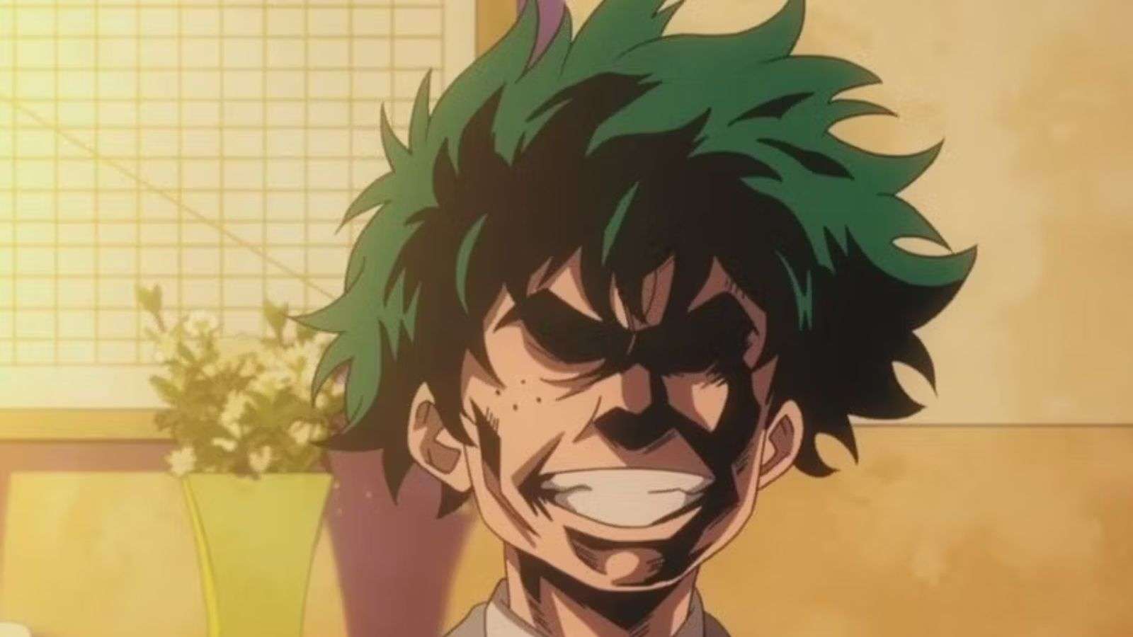 Deku qui imite All Might dans My Hero Academia