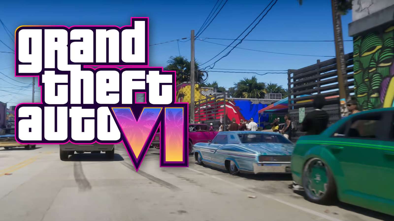 Logo de GTA 6 avec des voitures en arrière plan