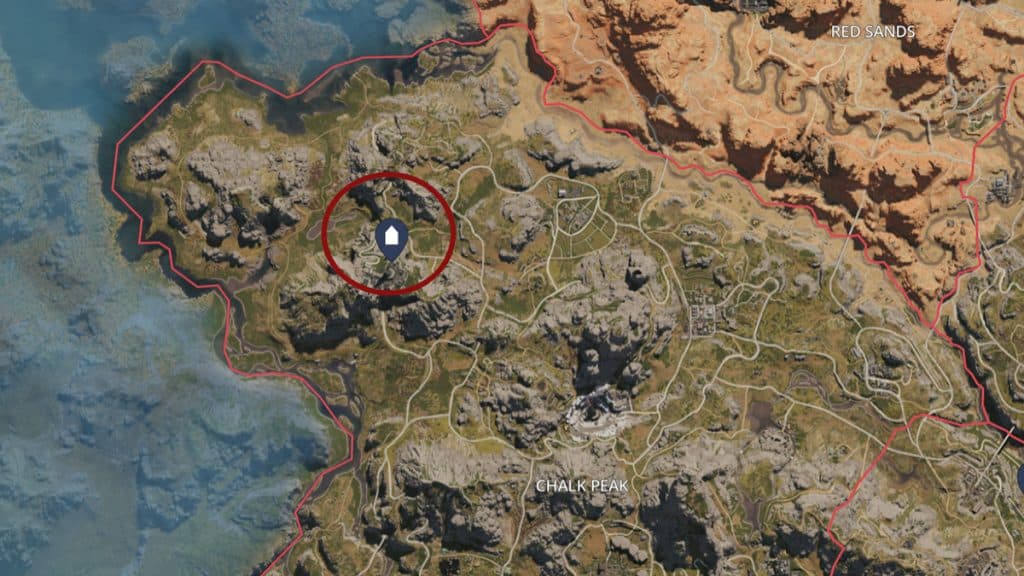 Emplacement sur la carte du Silo de Confinement Alpha dans Once Human.