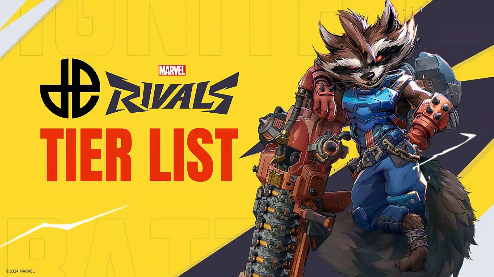 Rocket Racoon pour présenter la Tier list des personnages de Dexerto