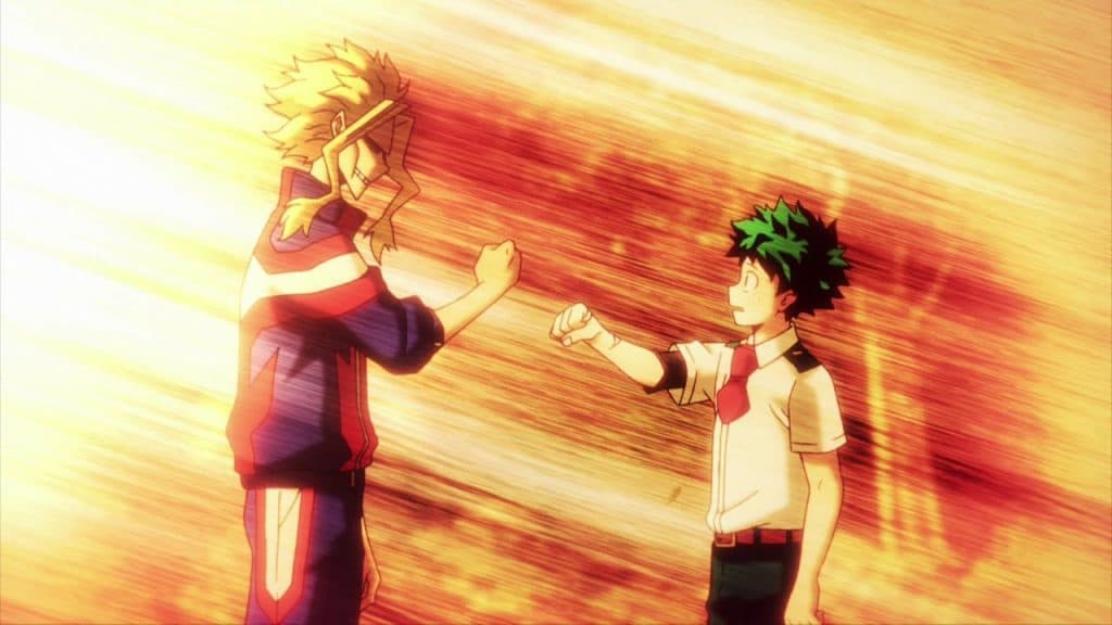 All Might et Izuku Midoriya (Deku) dans My Hero Academia