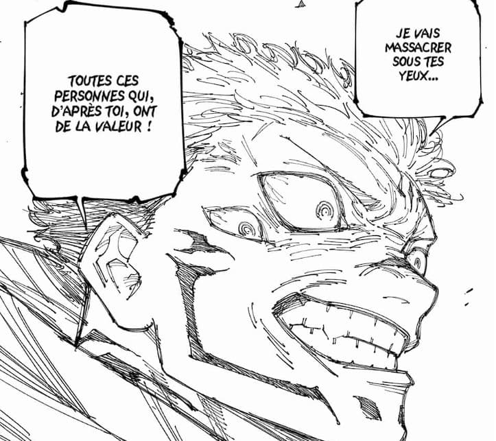 sukuna qui menace de tuer les proches de yuji dans jujutsu kaisen