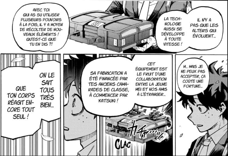 Deku recevant le cadeau d'All Might dans le chapitre 430 de My Hero Academia