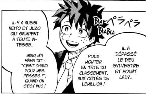 Deku qui parle du classement des Héros Pros dans le chapitre 430 de My Hero Academia