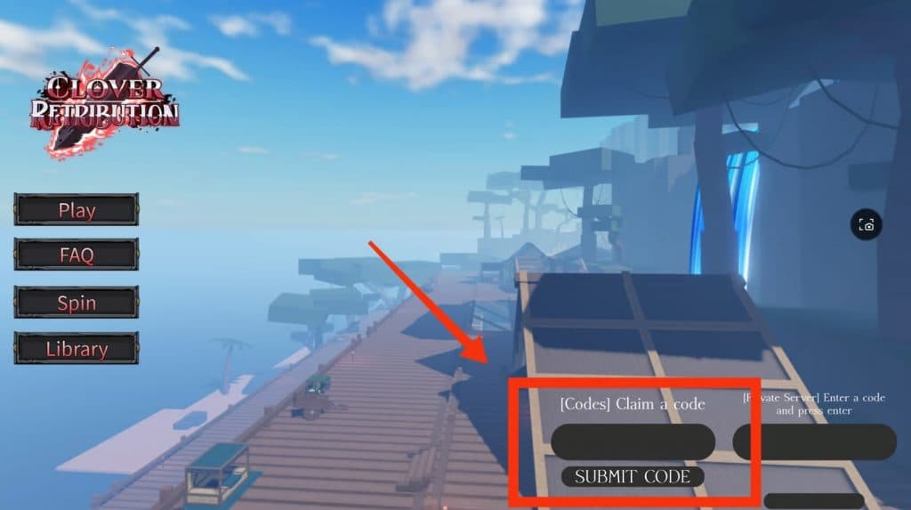 Entrer un code dans Clover Retribution sur Roblox