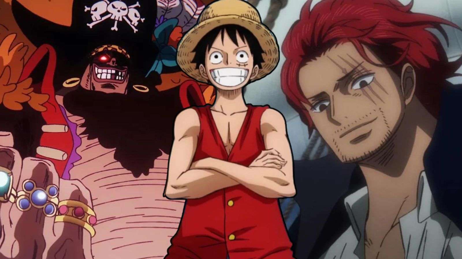 Barbe Noire, Luffy et Shanks dans One Piece