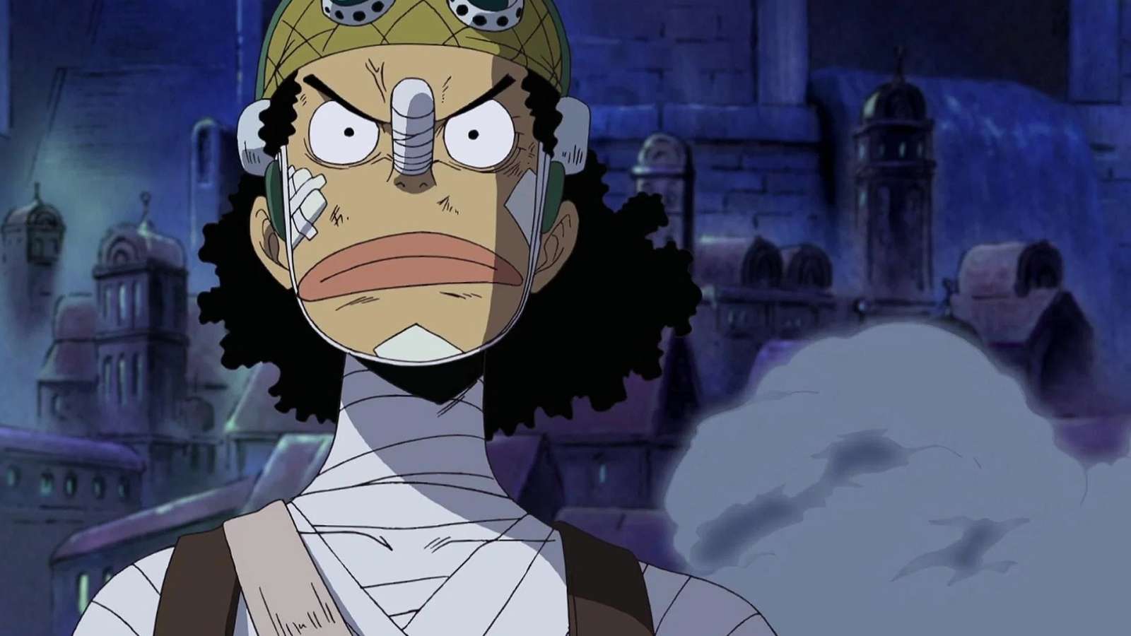 usopp couvert de bandage avec un air déterminé dans one piece