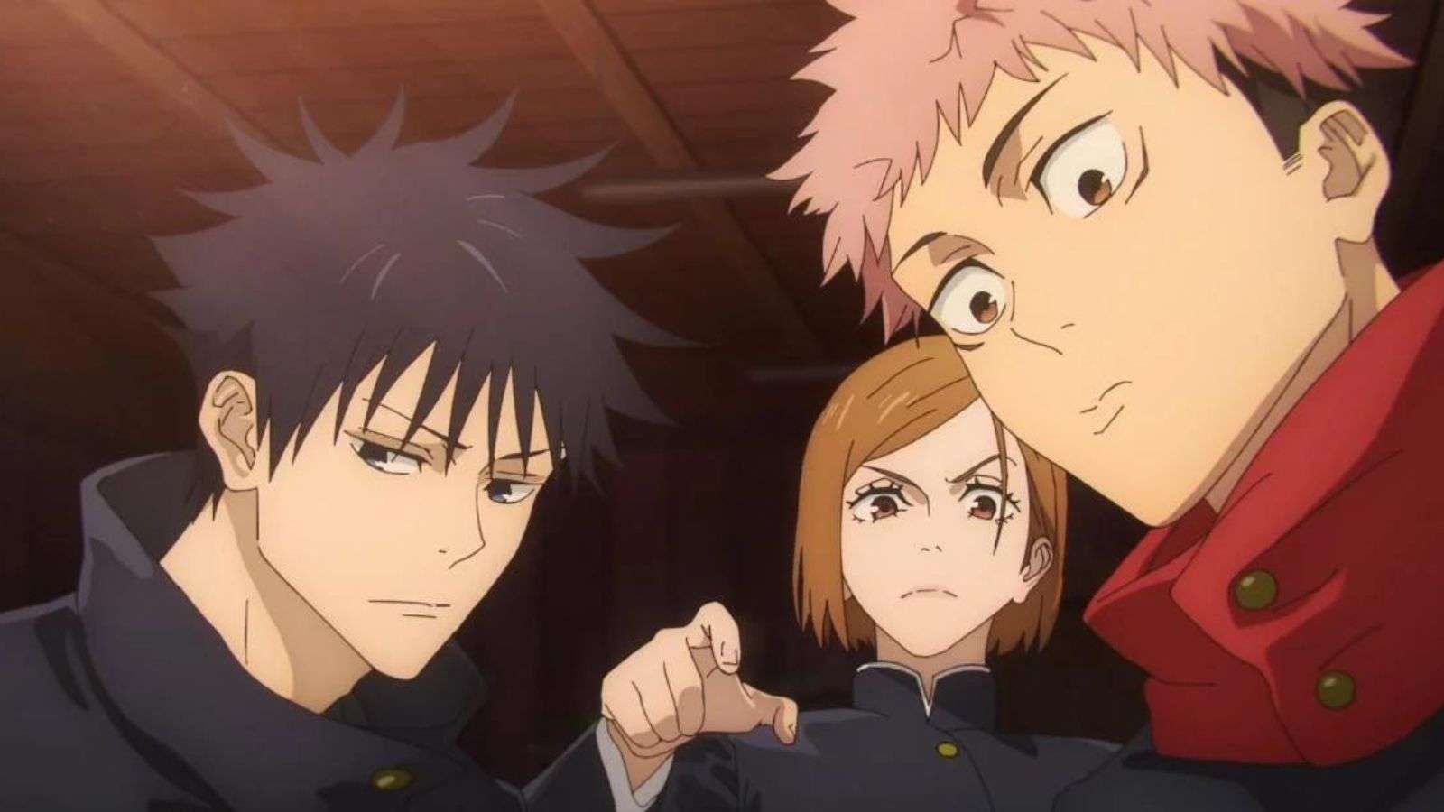 Megumi Fushiguro, Nobara Kugisaki et Yuji Itadori dans Jujutsu Kaisen