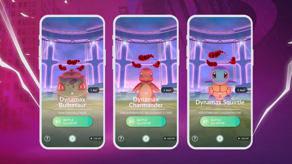 Interface de Combat Dynamax dans Pokémon Go