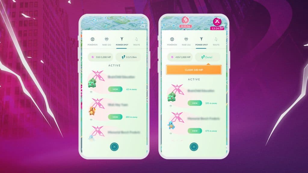 Capture d'écran de l'écran de Particules Max dans Pokémon Go