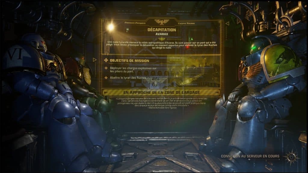 Menu mission Décapitation dans Space Marine 2