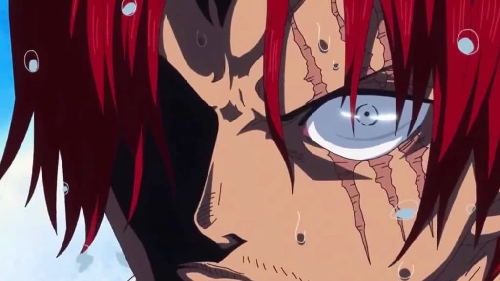 gros plan sur shanks le roux mouillé et en colère