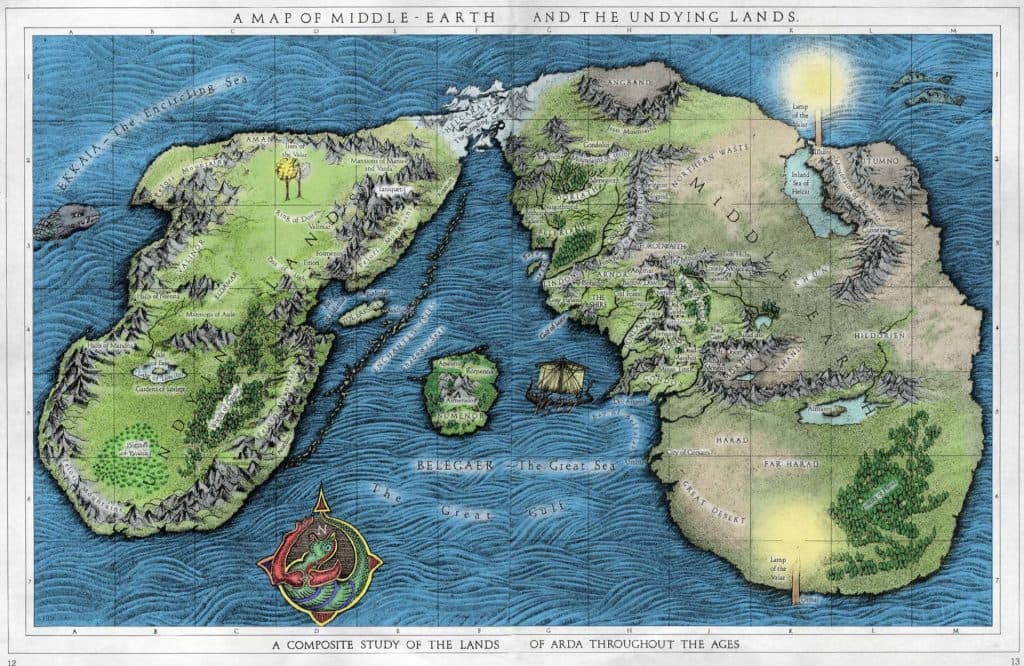 Carte des Terres Immortelles dans Le Seigneur des Anneaux