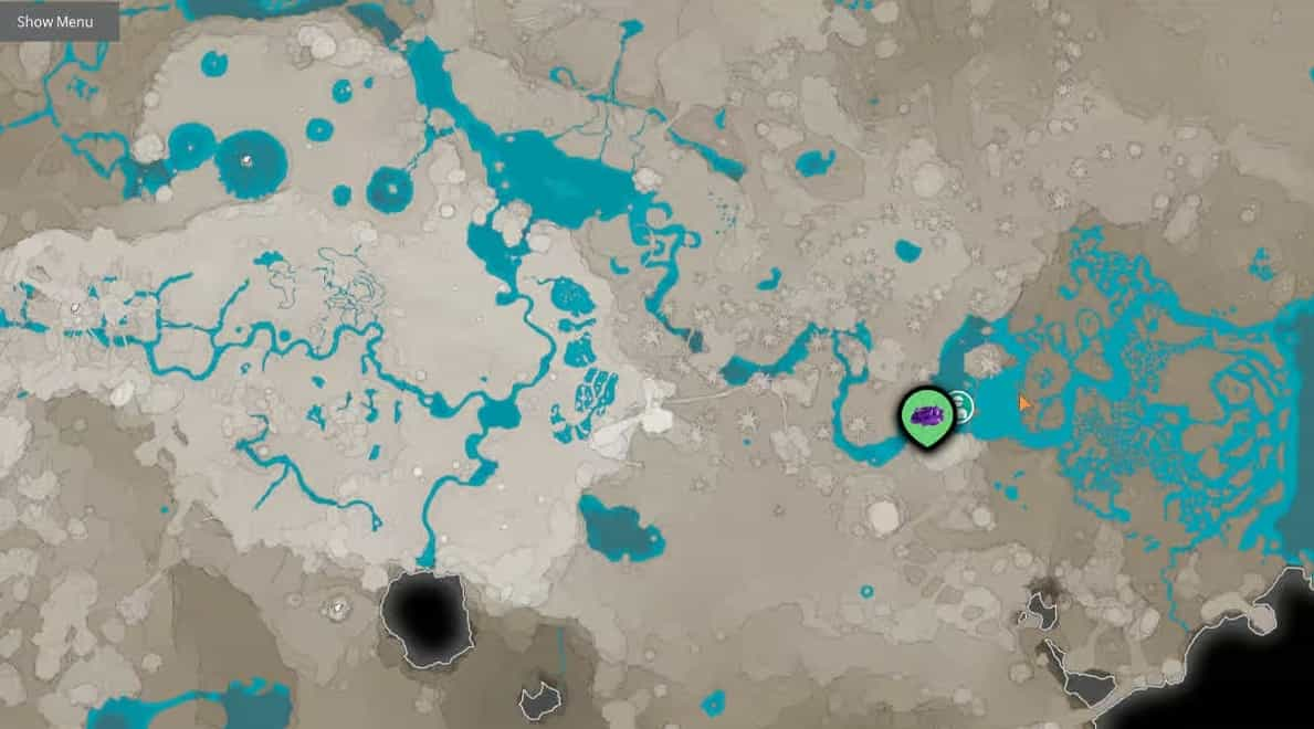 Emplacement minerai E.M.E. à Eastern Dune Forest sur la carte de Satisfactory