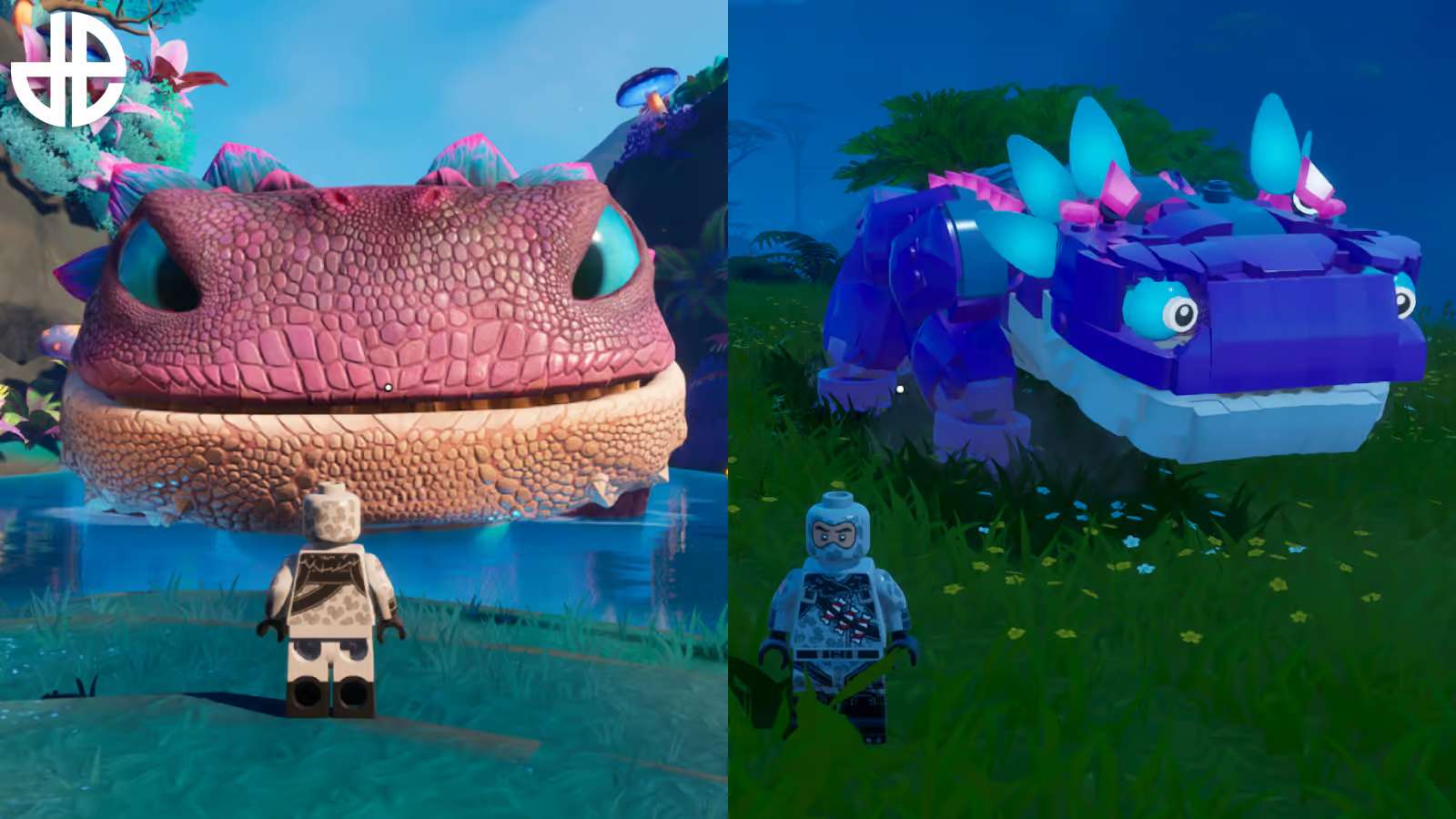 Klombo normal et version LEGO dans LEGO Fortnite